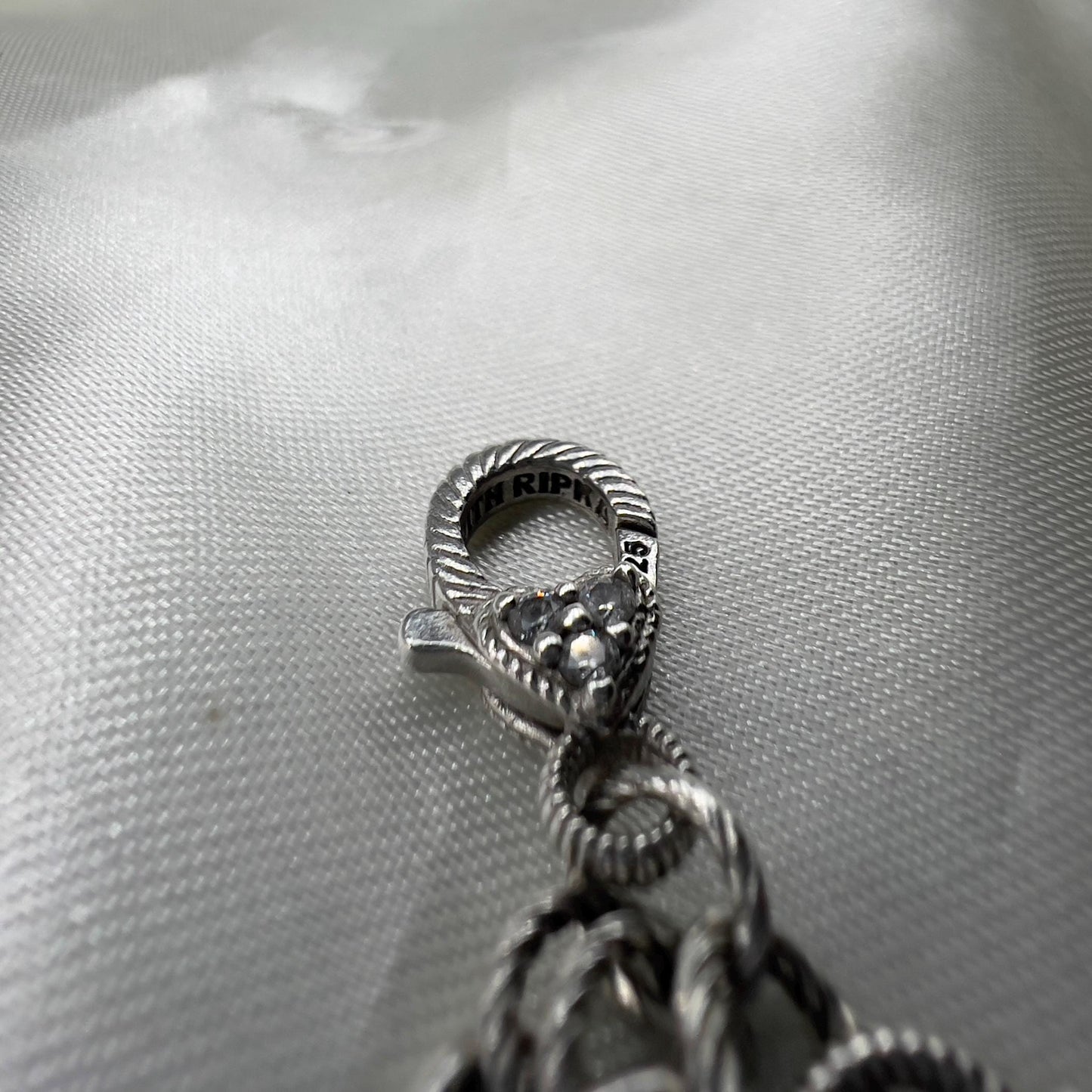 Judith Ripka sterling silver Byzantine heart charm bracelet – Verona Collection textured 925 designer jewelry with pave CZ
