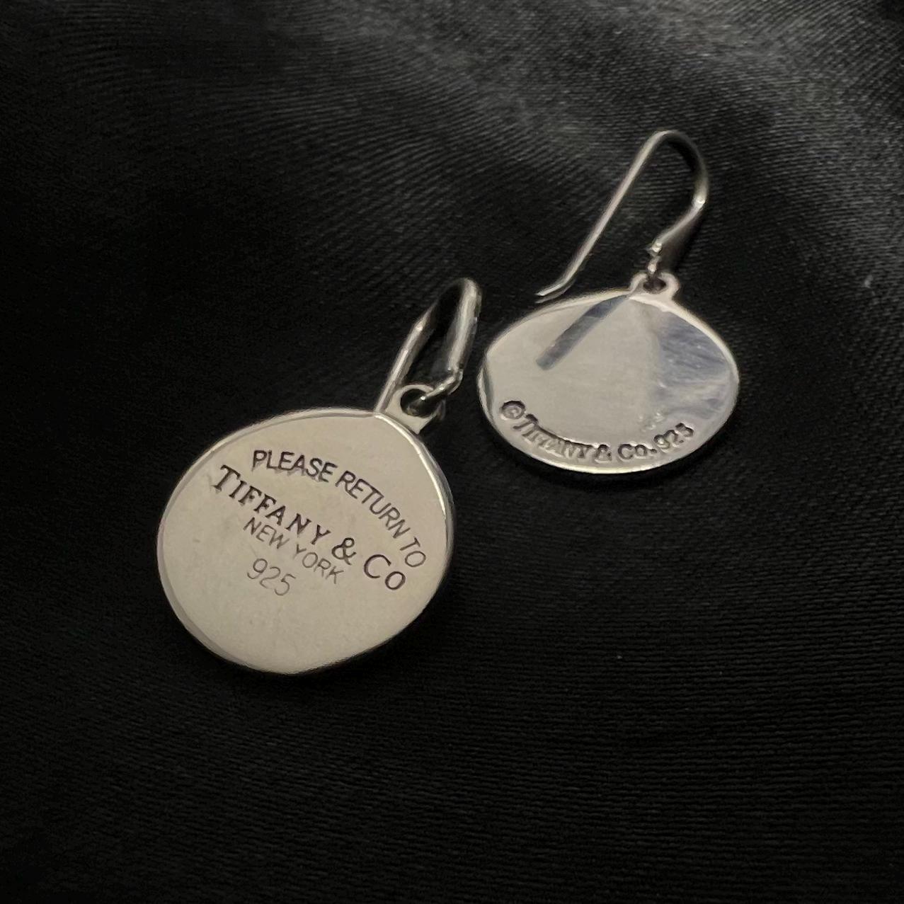 Tiffany & Co. “Please Return to Tiffany” Round Tag Drop Earrings – Sterling Silver 925 – Classic NY Collection