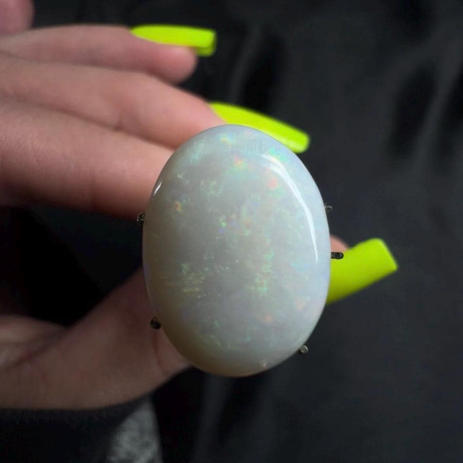 Natural White Opal Cabochon 5.21 ct — Coober Pedy Australian Solid Opal — Multicolor Fire Gemstone