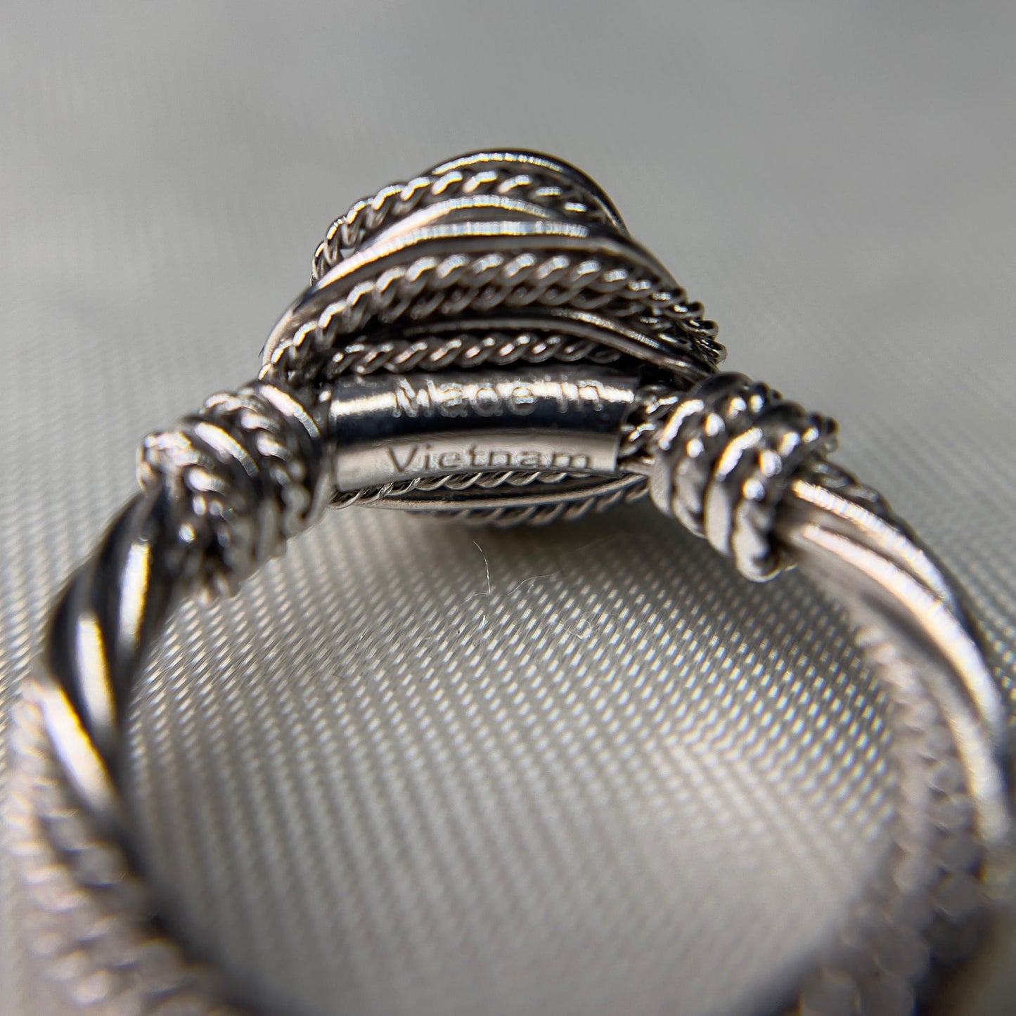 Sleeping Beauty Turquoise Rope Band Ring – Sterling Silver 925 – Twisted Wire Design – Made in Vietnam – Size 7