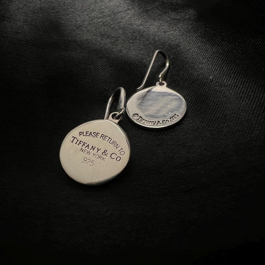 Tiffany & Co. “Please Return to Tiffany” Round Tag Drop Earrings – Sterling Silver 925 – Classic NY Collection